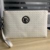 Sacoche Pochette Homme Luxe Cuir Tissé Blanc, blanc, s-25x16x2cm