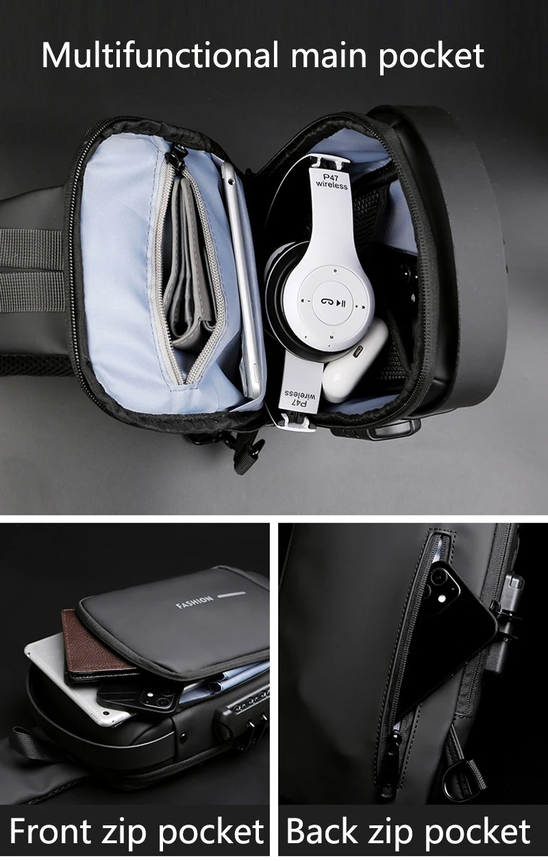 Sac à dos à bandoulière antivol pour homme HAOSHUAI 5 Sac à dos à bandoulière antivol pour homme HAOSHUAI – Image 5
