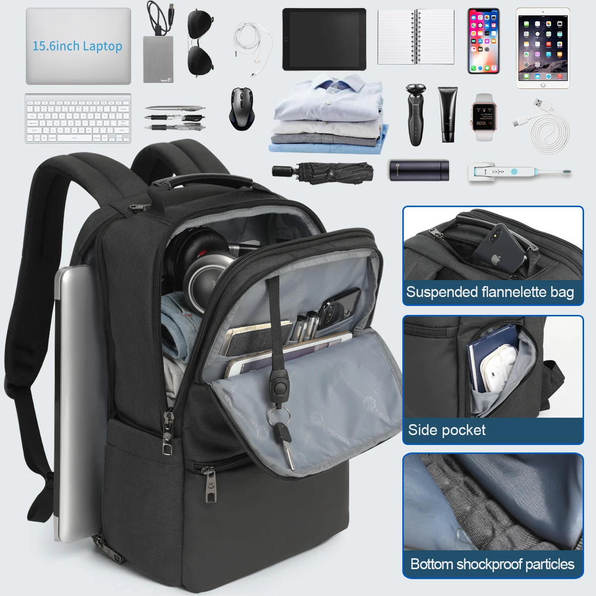 Sac à dos antivol pour ordinateur portable pour homme TIGERNU 2 Sac à dos antivol pour ordinateur portable pour homme TIGERNU – Image 2