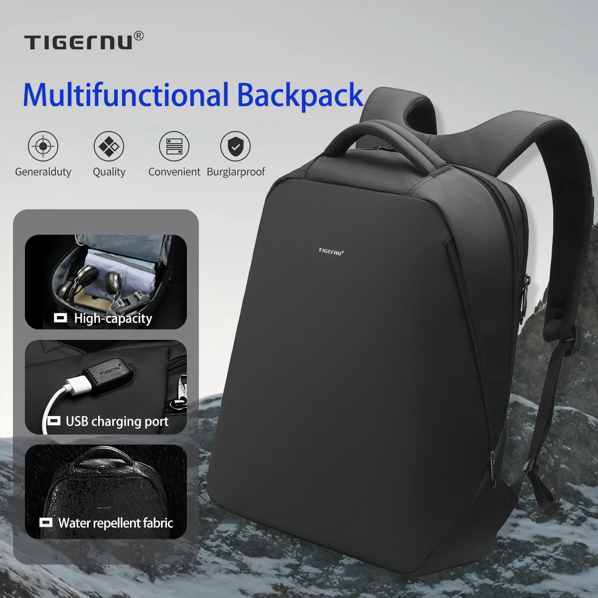 Sac à dos de voyage décontracté pour hommes TIGERNU 4 Sac à dos de voyage décontracté pour hommes TIGERNU – Image 4