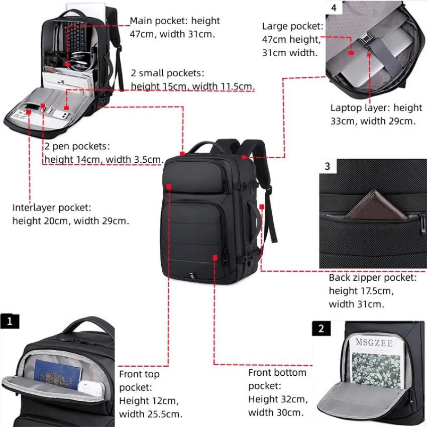 Sac à dos de voyage étanche extensible FANAN 5 Sac à dos de voyage étanche extensible FANAN – Image 5