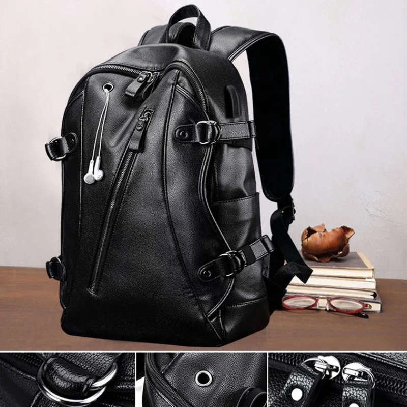 Sac à dos en cuir de grande capacité dxyizu 5 Sac à dos en cuir de grande capacité dxyizu – Image 5