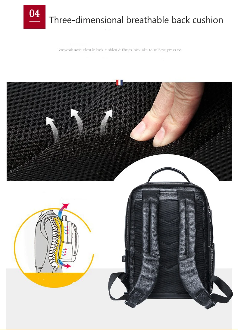 Sac à dos en cuir de vachette véritable 5 Sac à dos en cuir de vachette véritable – Image 5