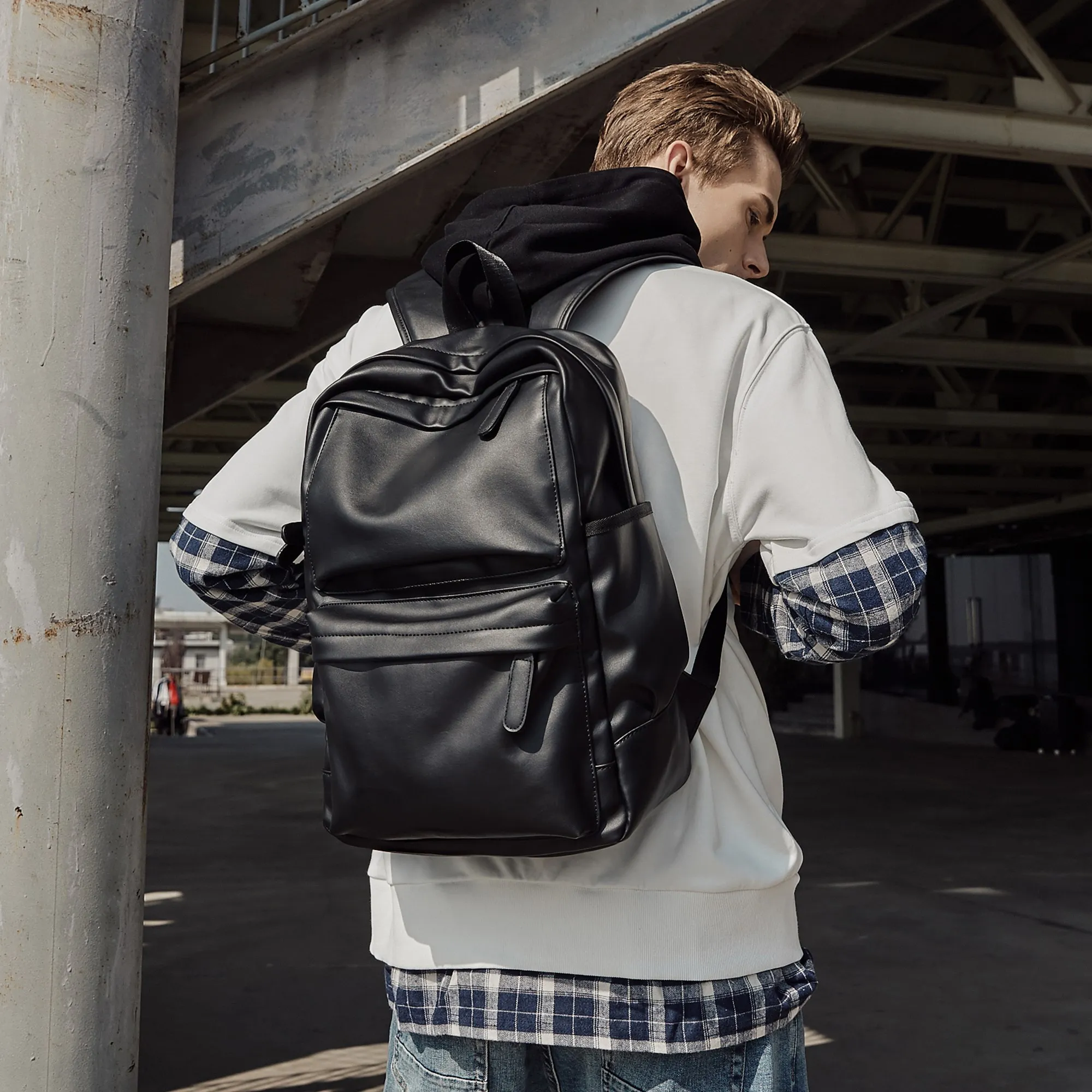 Sac à dos en cuir pour hommes en cuir PU MATE ELAN 6 Sac à dos en cuir pour hommes en cuir PU MATE ELAN – Image 6
