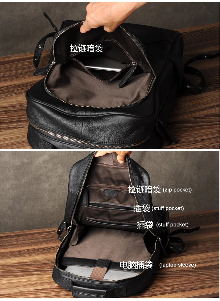 Sac à dos en cuir véritable de haute qualité 5 Sac à dos en cuir véritable de haute qualité – Image 5