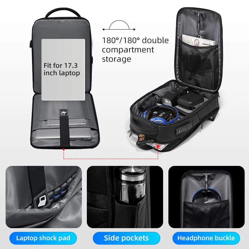 Sac à dos étanche pour ordinateur portable anti-vol pour hommes FENRUIEN 2 Sac à dos étanche pour ordinateur portable anti-vol pour hommes FENRUIEN – Image 2
