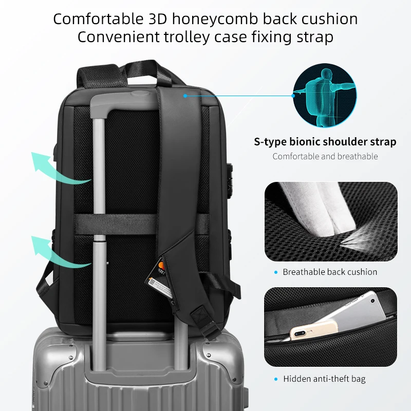 Sac à dos étanche pour ordinateur portable anti-vol pour hommes FENRUIEN 4 Sac à dos étanche pour ordinateur portable anti-vol pour hommes FENRUIEN – Image 4