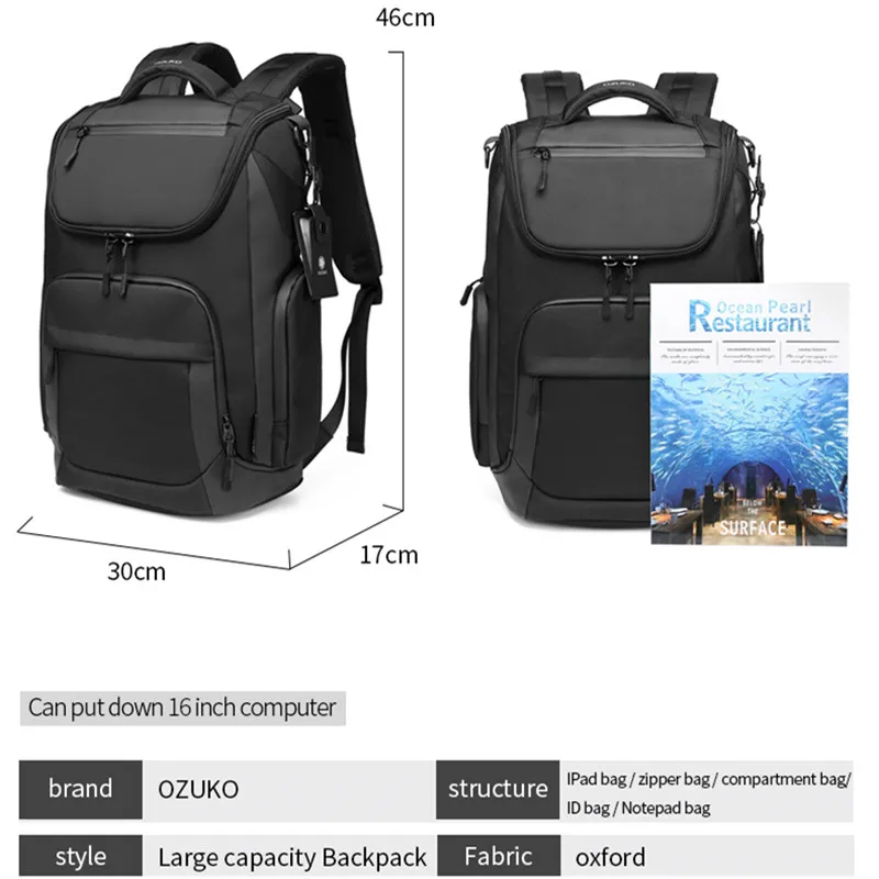 Sac à dos multi-compartiments Homme OZUKO 6 Sac à dos multi-compartiments Homme OZUKO – Image 6