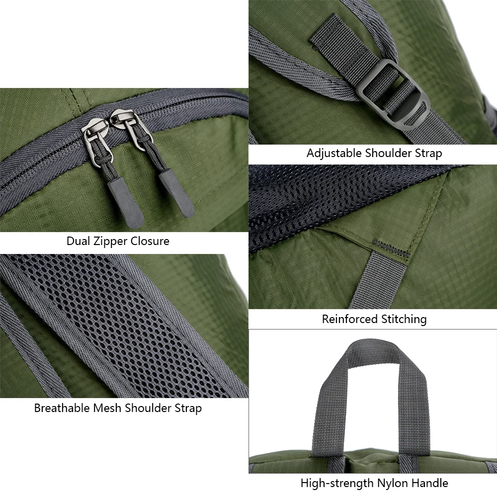 Sac à dos pliable léger LIXADA 4 Sac à dos pliable léger LIXADA – Image 4