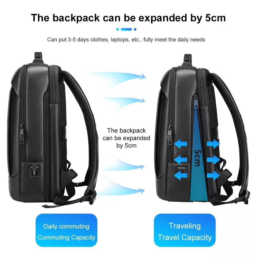 Sac à dos pour homme en cuir véritable HEVRAOS 3 Sac à dos pour homme en cuir véritable HEVRAOS – Image 3