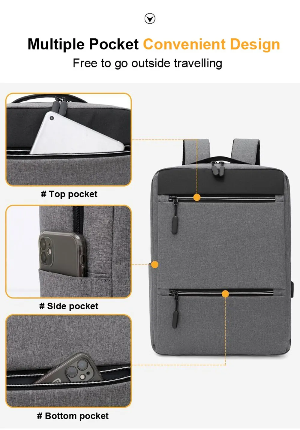 Sac à dos pour ordinateur portable avec chargement USB 4 Sac à dos pour ordinateur portable avec chargement USB – Image 4
