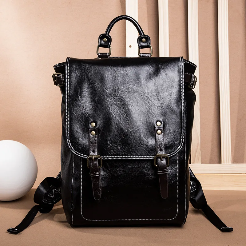 Sac à dos rétro en cuir PU pour hommes 1 Sac à dos rétro en cuir PU pour hommes