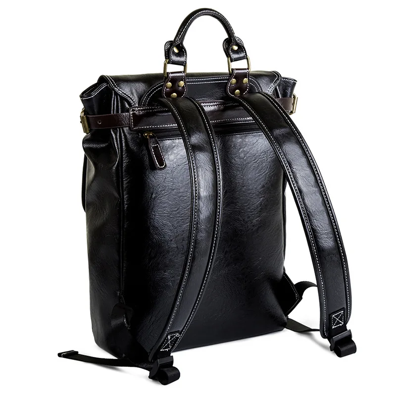 Sac à dos rétro en cuir PU pour hommes 2 Sac à dos rétro en cuir PU pour hommes – Image 2