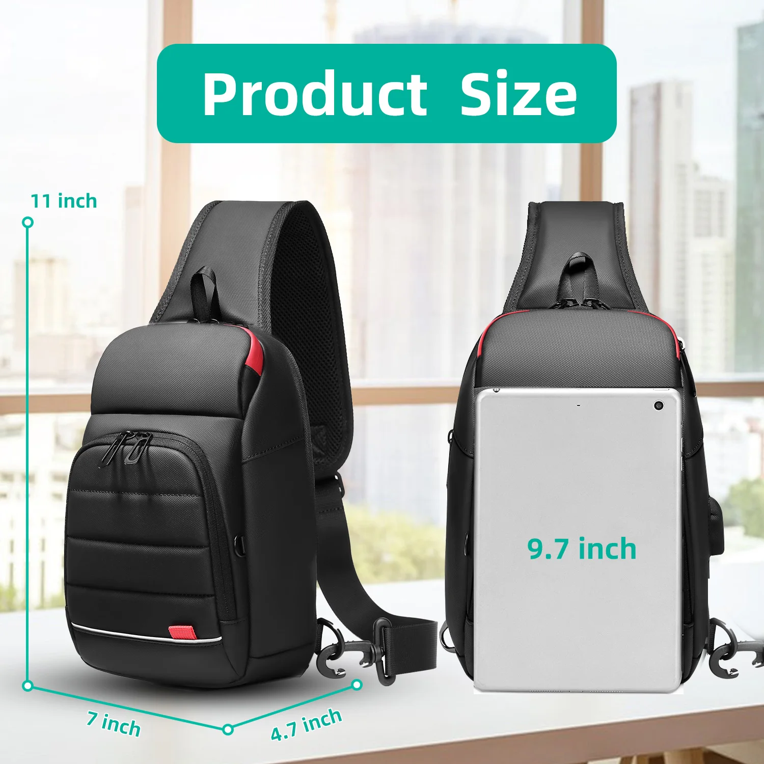 Sac de poitrine multifonction pour homme EURCOOL 6 Sac de poitrine multifonction pour homme EURCOOL – Image 6