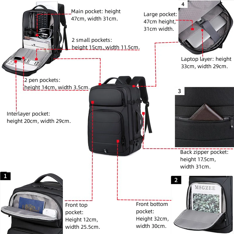 Sacs à dos étanches pour ordinateur portable pour hommes MZXM 3 Sacs à dos étanches pour ordinateur portable pour hommes MZXM – Image 3