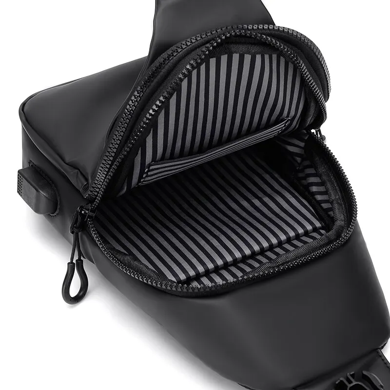 Sacoche Poitrine Homme Cuir Multifonction Grande Capacité USB - CROSSBODY 6 Sacoche Poitrine Homme Cuir Multifonction Grande Capacité USB - CROSSBODY – Image 6