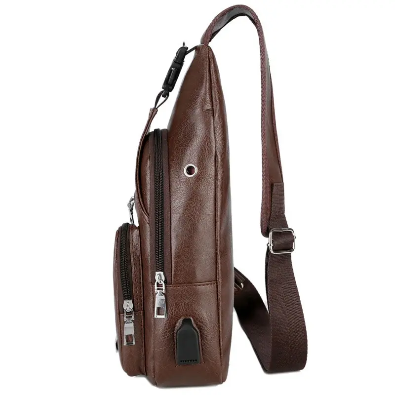Sacoche Poitrine Homme Antivol SPAN – Cuir + USB 3 Sacoche Poitrine Homme Antivol SPAN – Cuir + USB – Image 3