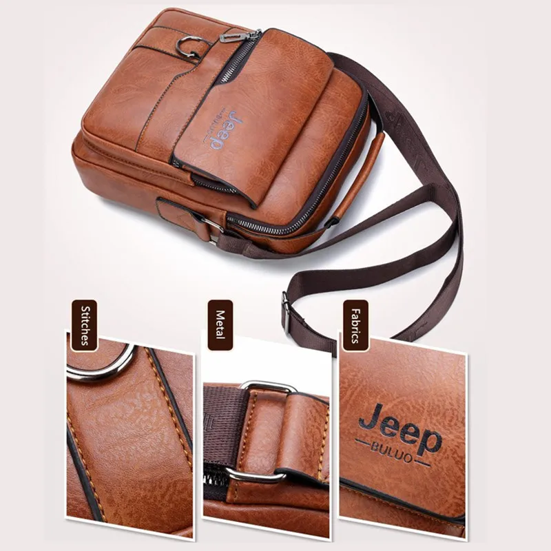 Sacoche Homme Grande Taille Cuir - Jeep BULUO 3 Sacoche Homme Grande Taille Cuir - Jeep BULUO – Image 3