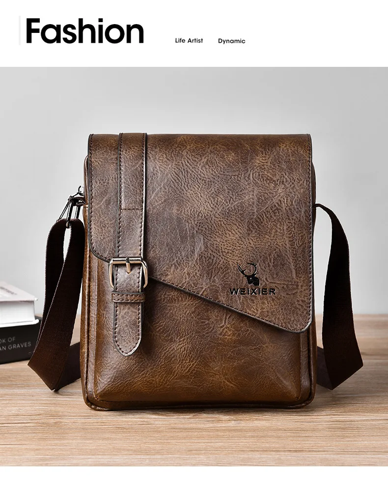 Sac Bandoulière Homme Rétro Cuir PU G008 - WEIXIER 11 Sac Bandoulière Homme Rétro Cuir PU G008 - WEIXIER – Image 11