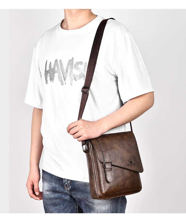 Sac Bandoulière Homme Rétro Cuir PU G008 - WEIXIER 15 Sac Bandoulière Homme Rétro Cuir PU G008 - WEIXIER – Image 15