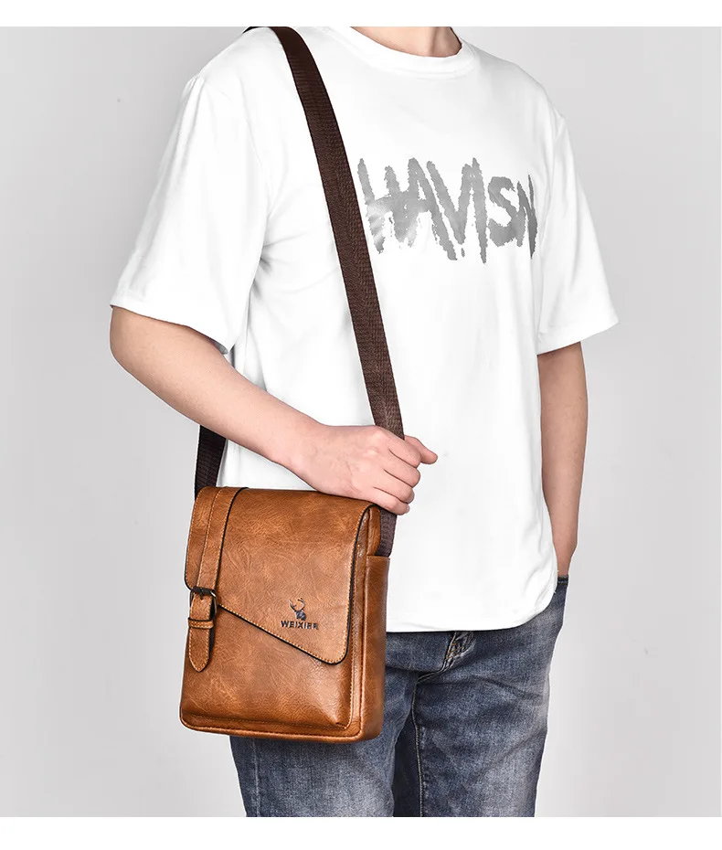 Sac Bandoulière Homme Rétro Cuir PU G008 - WEIXIER 17 Sac Bandoulière Homme Rétro Cuir PU G008 - WEIXIER – Image 17