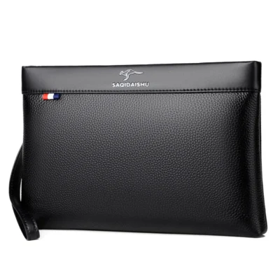 Pochette en cuir véritable pour homme - Sacoche Élégance et praticité, portefeuille d'affaires et sac enveloppe DS331- SAQIDAISHU