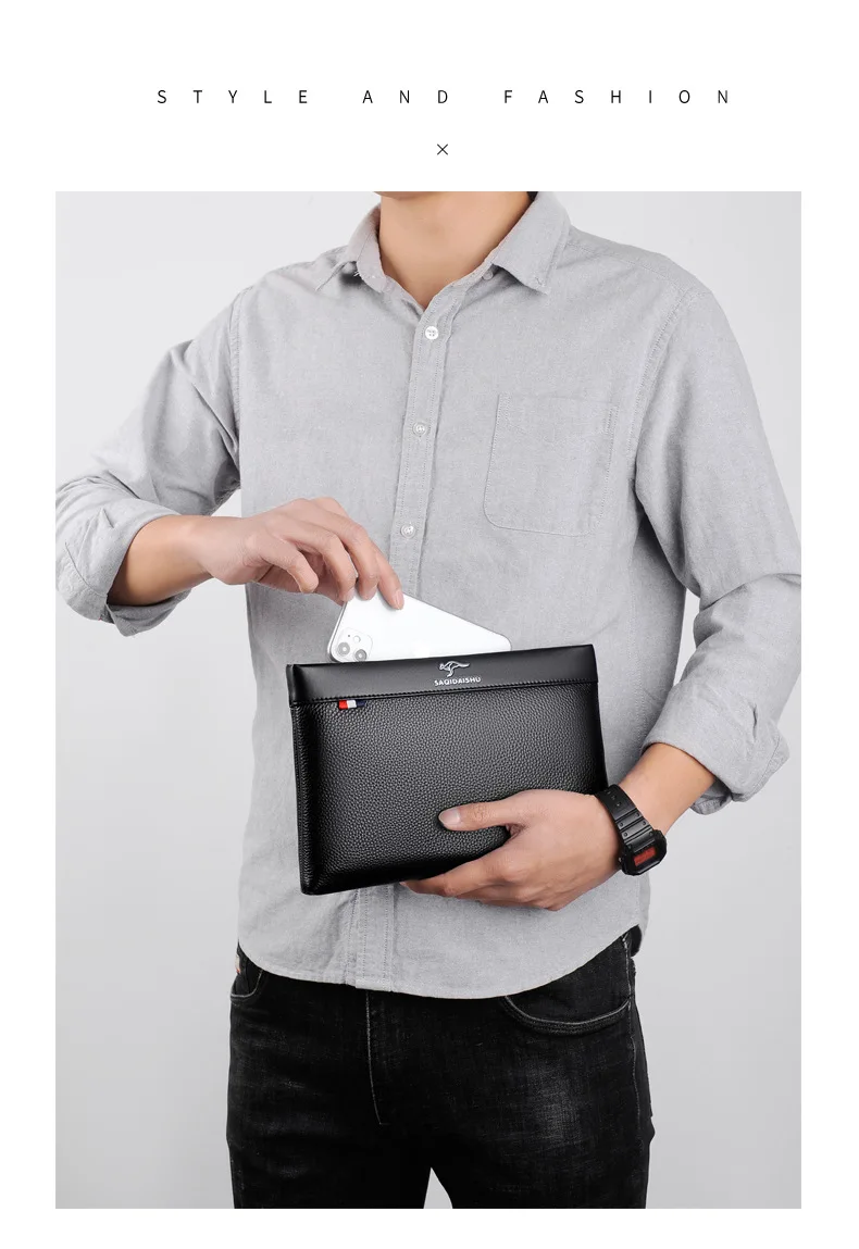 Pochette en cuir véritable pour homme - Sacoche Élégance et praticité, portefeuille d'affaires et sac enveloppe DS331- SAQIDAISHU 9 Pochette en cuir véritable pour homme - Sacoche Élégance et praticité, portefeuille d'affaires et sac enveloppe DS331- SAQIDAISHU – Image 9