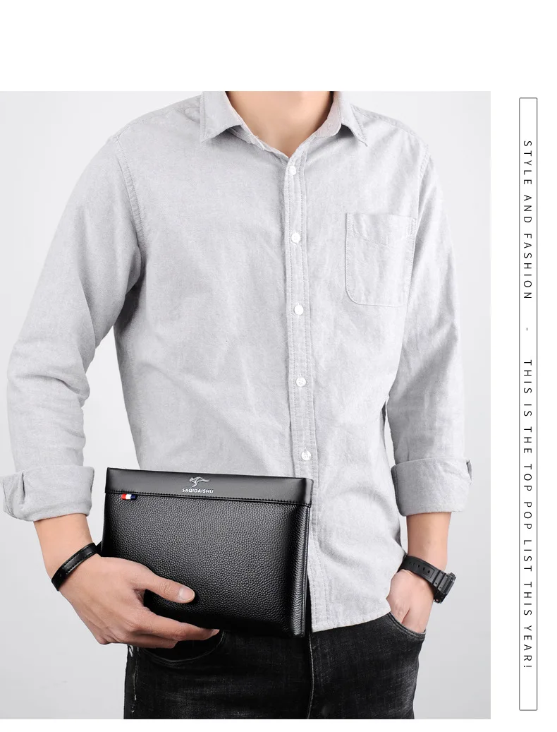 Pochette en cuir véritable pour homme - Sacoche Élégance et praticité, portefeuille d'affaires et sac enveloppe DS331- SAQIDAISHU 11 Pochette en cuir véritable pour homme - Sacoche Élégance et praticité, portefeuille d'affaires et sac enveloppe DS331- SAQIDAISHU – Image 11