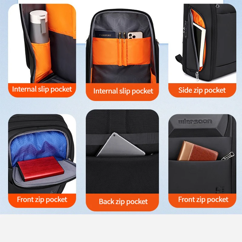 Sac à dos Luxe Homme Antivol Étanche 35L - Voyage & Affaires WY68056 - WIERSOON 3 Sac à dos Luxe Homme Antivol Étanche 35L - Voyage & Affaires WY68056 - WIERSOON – Image 4