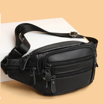 Sacoche Banane Homme Cuir Véritable - Sac De Taille CT06 - LACHIOUR