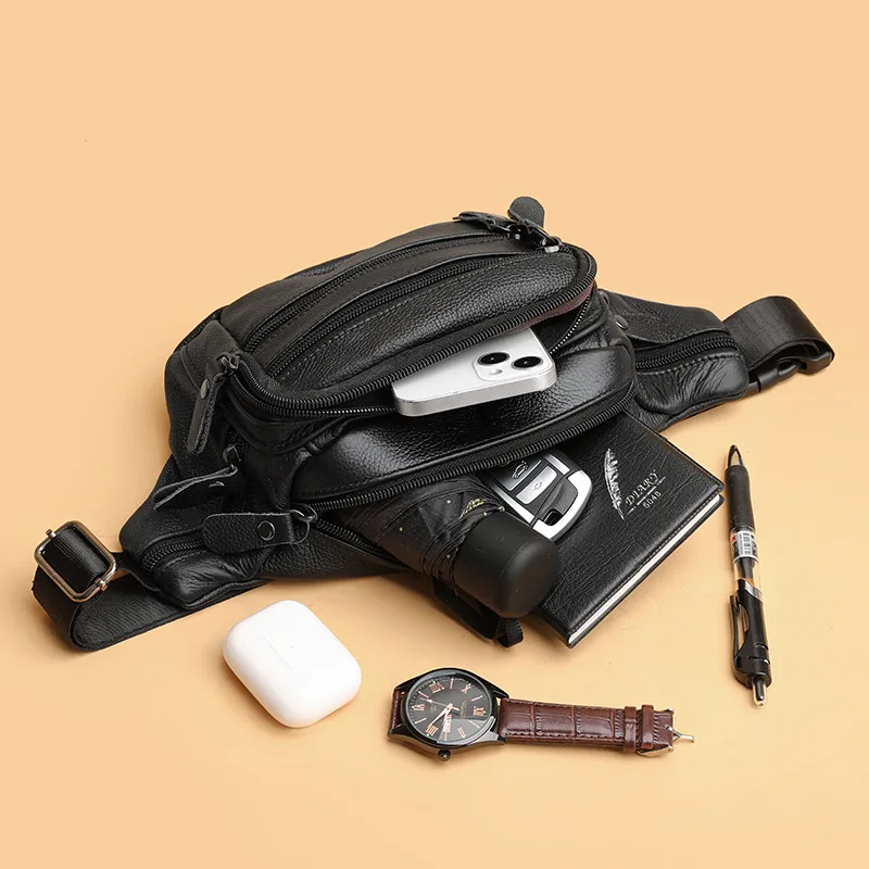 Sacoche Banane Homme Cuir Véritable - Sac De Taille CT06 - LACHIOUR 4 Sacoche Banane Homme Cuir Véritable - Sac De Taille CT06 - LACHIOUR – Image 4