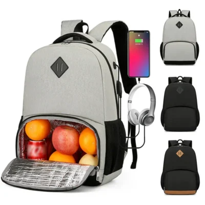 Sacoche Sac à Dos Étanche Homme avec Port USB et Sac à Lunch Intégré Voyage - 16465 - ANJI