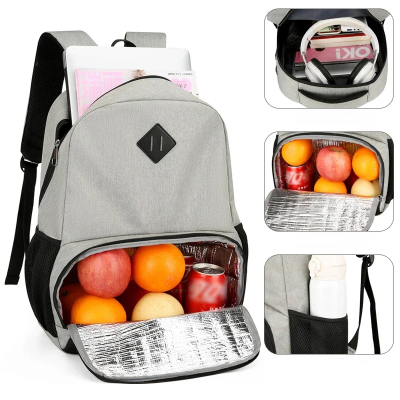 Sacoche Sac à Dos Étanche Homme avec Port USB et Sac à Lunch Intégré Voyage - 16465 - ANJI 2 Sacoche Sac à Dos Étanche Homme avec Port USB et Sac à Lunch Intégré Voyage - 16465 - ANJI – Image 2
