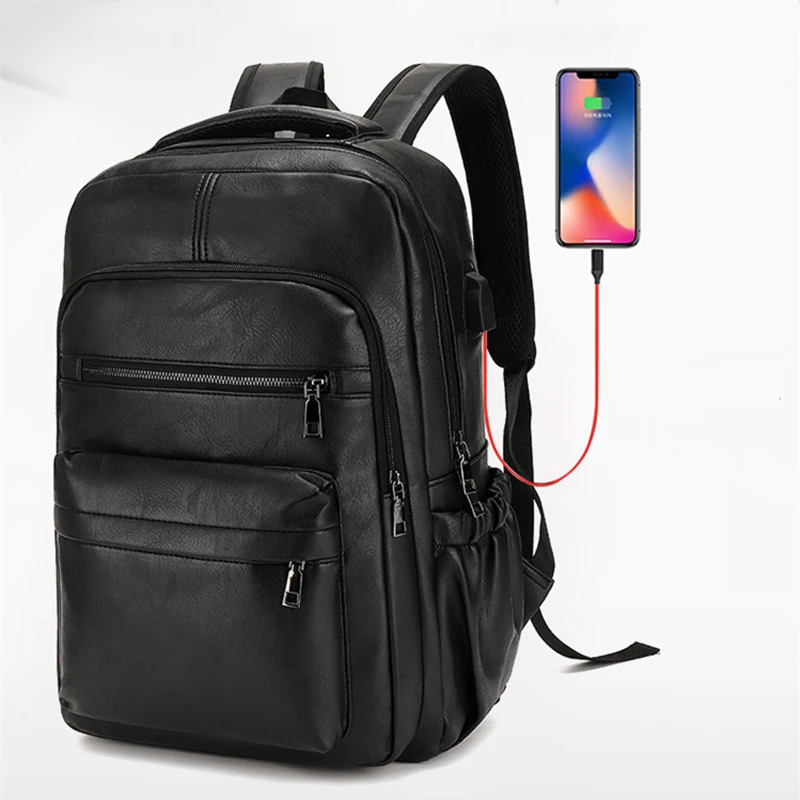 Sacoche Sac à dos USB en cuir PU - Grande capacité pour hommes 3595 - LC 1 Sacoche Sac à dos USB en cuir PU - Grande capacité pour hommes 3595 - LC