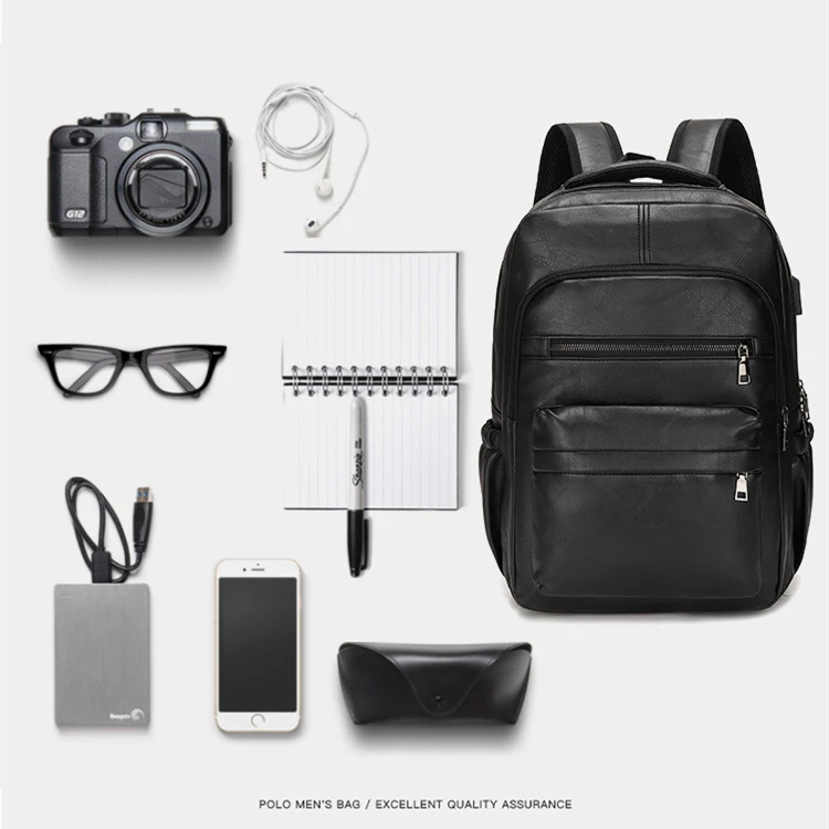 Sacoche Sac à dos USB en cuir PU - Grande capacité pour hommes 3595 - LC 7 Sacoche Sac à dos USB en cuir PU - Grande capacité pour hommes 3595 - LC – Image 7