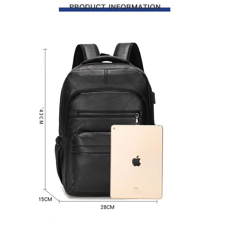 Sacoche Sac à dos USB en cuir PU - Grande capacité pour hommes 3595 - LC 8 Sacoche Sac à dos USB en cuir PU - Grande capacité pour hommes 3595 - LC – Image 8