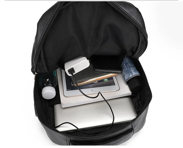 Sacoche Sac à dos USB en cuir PU - Grande capacité pour hommes 3595 - LC 17 Sacoche Sac à dos USB en cuir PU - Grande capacité pour hommes 3595 - LC – Image 17