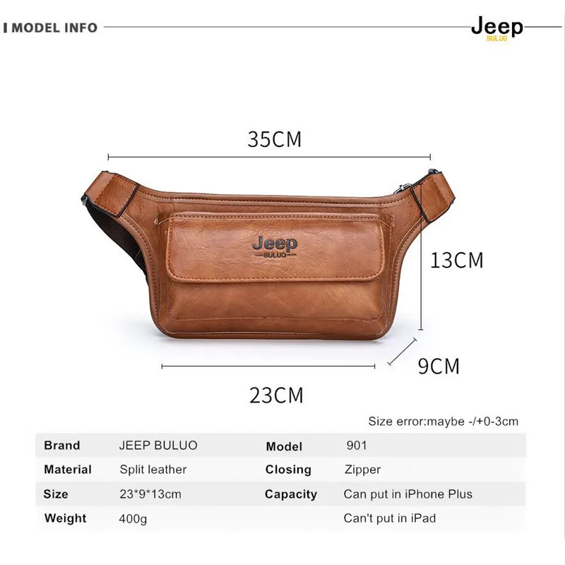 Sacoche Homme Cuir Fendu Ceinture et Poitrine Multifonction 901 - JEEPBULUO 2 Sacoche Homme Cuir Fendu Ceinture et Poitrine Multifonction 901 - JEEPBULUO – Image 2