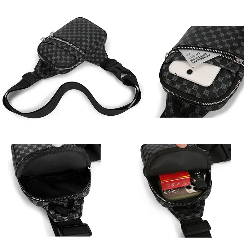 Sacoche Poitrine Homme Carreaux Luxe 3421 - VC 4 Sacoche Poitrine Homme Carreaux Luxe 3421 - VC – Image 5