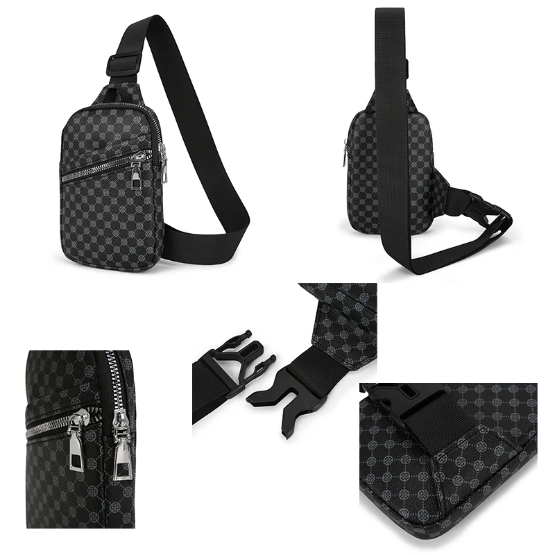Sacoche Poitrine Homme Carreaux Luxe 3421 - VC 5 Sacoche Poitrine Homme Carreaux Luxe 3421 - VC – Image 6