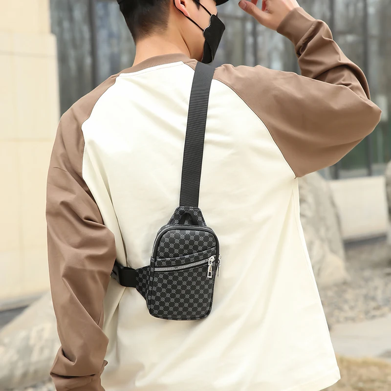 Sacoche Poitrine Homme Carreaux Luxe 3421 - VC 6 Sacoche Poitrine Homme Carreaux Luxe 3421 - VC – Image 7