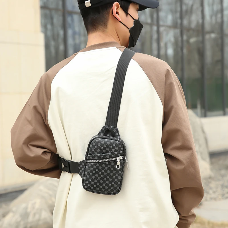 Sacoche Poitrine Homme Carreaux Luxe 3421 - VC 8 Sacoche Poitrine Homme Carreaux Luxe 3421 - VC – Image 9
