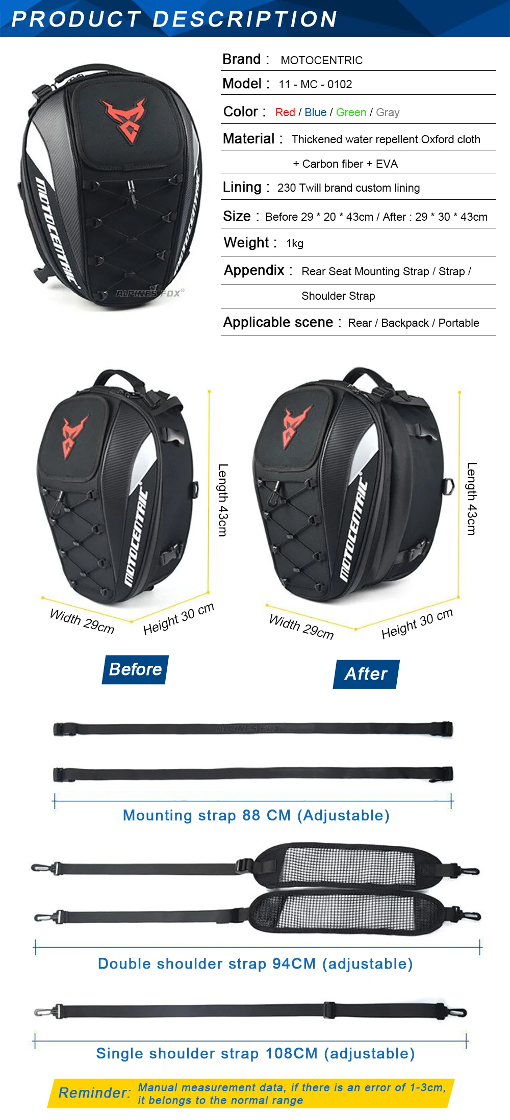 Sacoche Arrière Moto Casque Multifonction Étanche 37L 0102 - MOTOCENTRIC 8 Sacoche Arrière Moto Casque Multifonction Étanche 37L 0102 - MOTOCENTRIC – Image 9