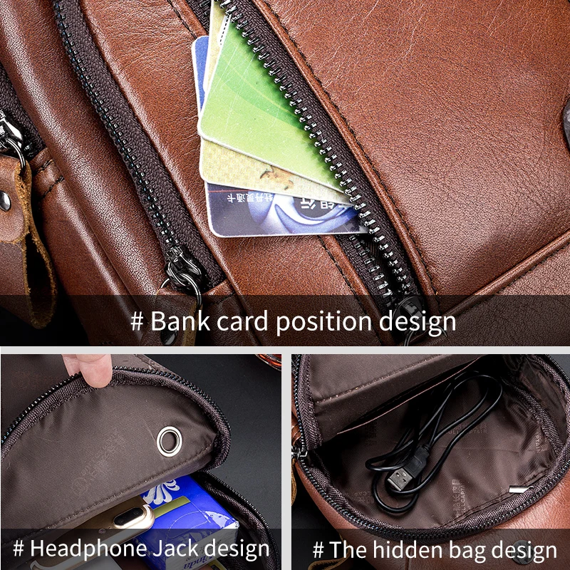 Sacoche Poitrine Homme en Cuir Grande capacité avec Port USB 129 - Bullcaptain 6 Sacoche Poitrine Homme en Cuir Grande capacité avec Port USB 129 - Bullcaptain – Image 6