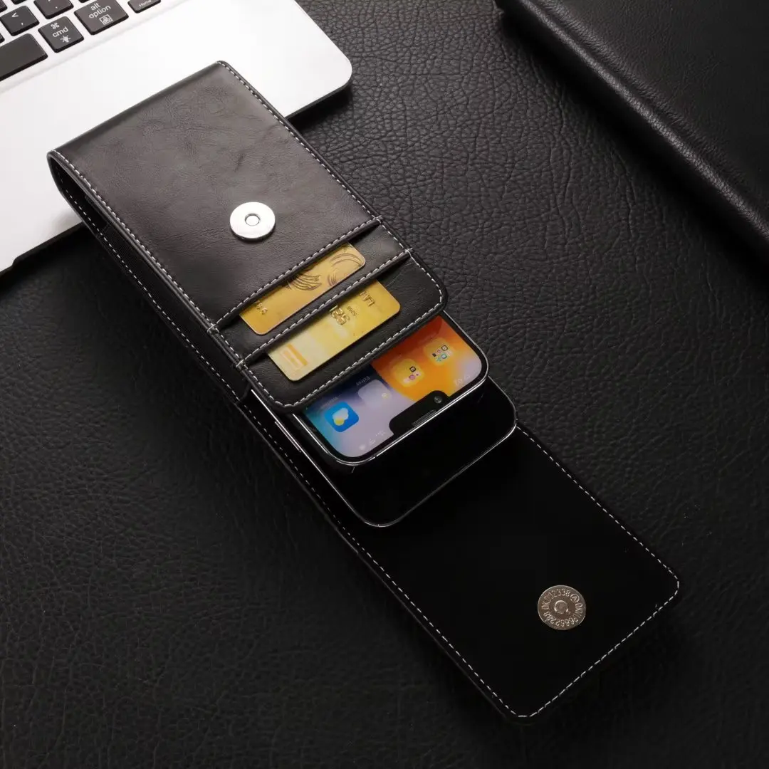 Sacoche téléphone cuir avec clip ceinture - Étui portefeuille porte-cartes pour iPhone, Samsung, Xiaomi, Huawei 2 Sacoche téléphone cuir avec clip ceinture - Étui portefeuille porte-cartes pour iPhone, Samsung, Xiaomi, Huawei – Image 2