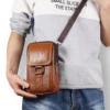 Sacoche Homme Téléphone Cuir Véritable Multi-Poches Compacte