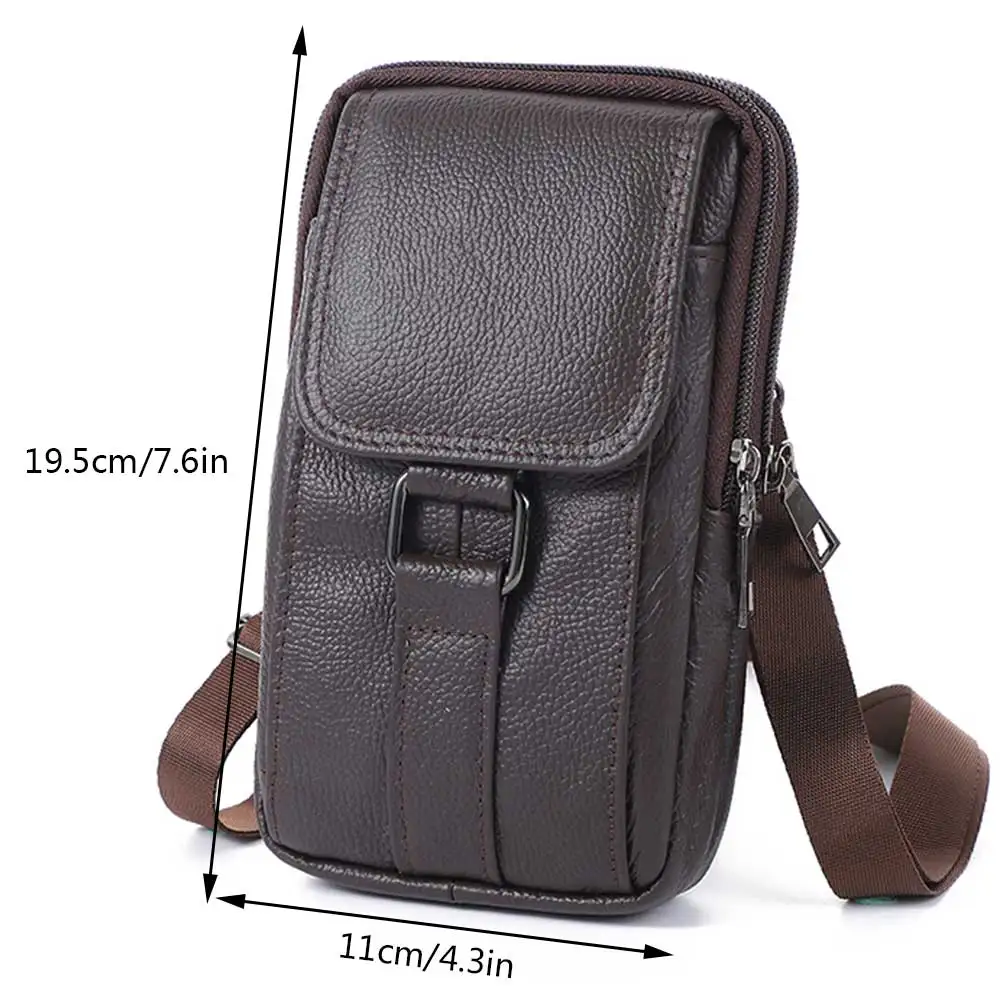 Sacoche Homme Téléphone Cuir Véritable Multi-Poches Compacte 4 Sacoche Homme Téléphone Cuir Véritable Multi-Poches Compacte – Image 5