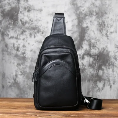 Sacoche Poitrine Homme en Cuir Véritable pour iPad 8 pouces X7011 -NZPJ