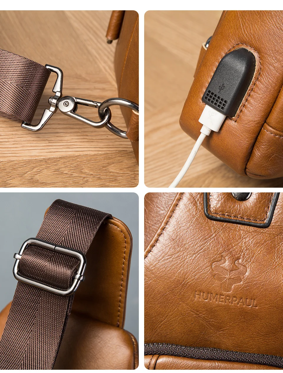 Sacoche Homme Cuir USB Multifonction Mode MH668 - Humerpaul 11 Sacoche Homme Cuir USB Multifonction Mode MH668 - Humerpaul – Image 11