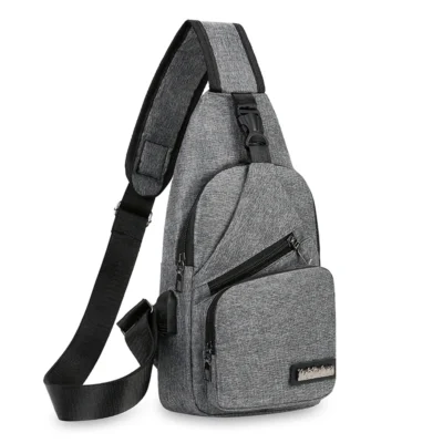 Sacoche Poitrine Homme Intelligent USB pour Hommes en Toile Coréenne - LJD8131